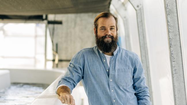 Sam Elsom at his Sea Forest facility in Tasmania.