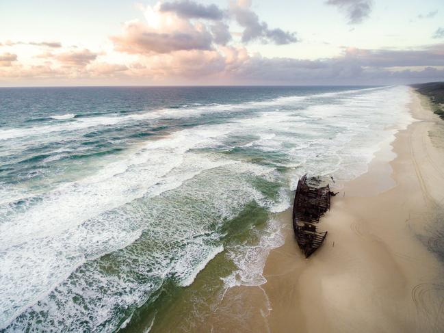 Maheno shipwreck on 75 Mile Beach. Picture: Kingfisher Bay Resort