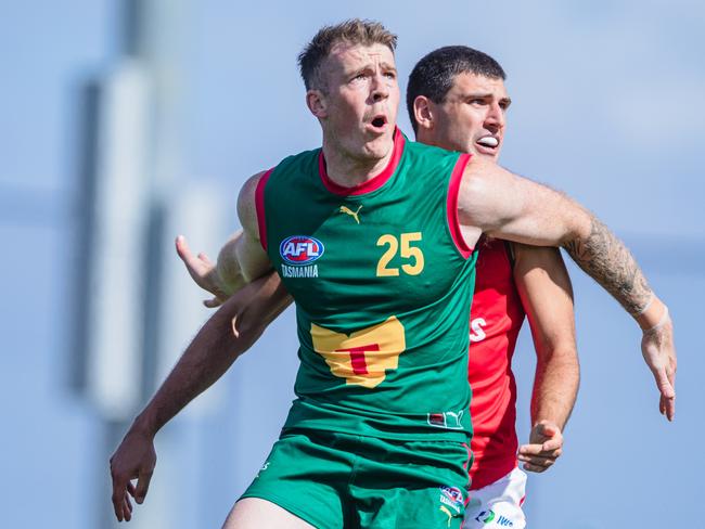 Sam Siggins in action for Tasmania's academy team against Norwood. He will miss game three against Sandringham. Picture Linda Higginson Solstice Digital