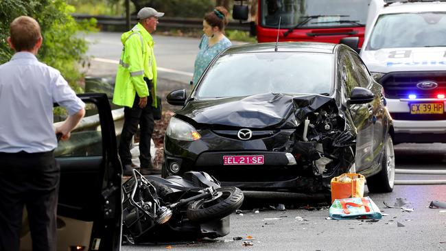 A crash on the busy Wakehurst Pkwy in February 2022. Picture: Toby Zerna