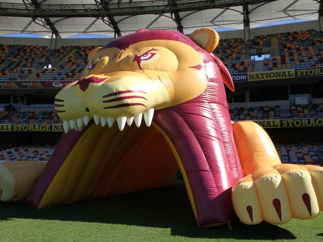 Brisbane Lions Introduce Inflatable Lion For Players To Run Through Before Home Games The Courier Mail