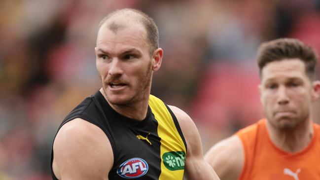 SYDNEY, AUSTRALIA - JUNE 04:  Kamdyn McIntosh of the Tigers in action during the round 12 AFL match between Greater Western Sydney Giants and Richmond Tigers at GIANTS Stadium, on June 04, 2023, in Sydney, Australia. (Photo by Mark Metcalfe/AFL Photos/via Getty Images )