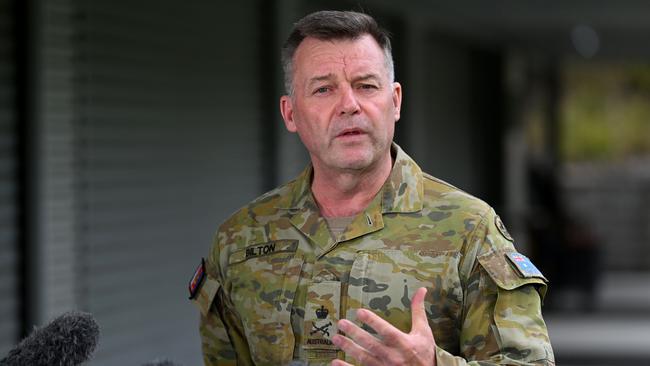 Australian Defence Force Chief of Joint Operations Lieutenant General Greg Bilton provides an update on the recovery operations on Thursday. Picture: Dan Peled / NCA NewsWire