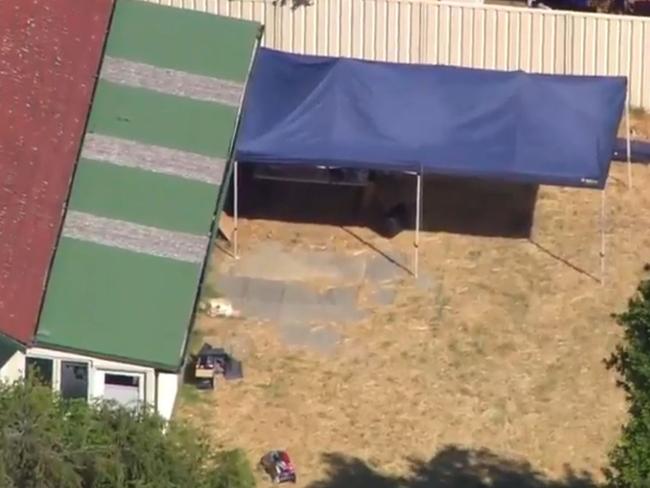 The scene of the arrest in Kewdale in Perth’s south-eastern suburbs. Picture: Seven news