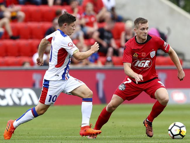 Ryan Kitto impressed for Adelaide United in his first start of the A-League campaign. Picture: Sarah Reed