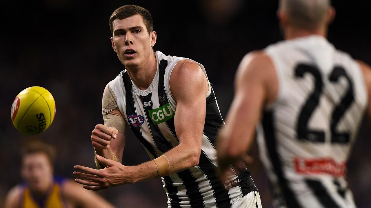 Collingwood is talking with Essendon about a trade involving Mason Cox. (Photo by Daniel Carson/AFL Photos via Getty Images)
