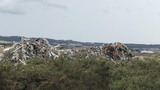 Dumped industrial waste in Wallara Waters estate in Wallan. Picture: Anthony Piovesan