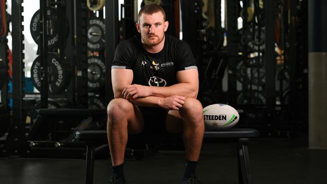 North Queensland Cowboys Coen Hess pictured mid-2024 nursing his ACL injury. Picture: Shae Beplate.