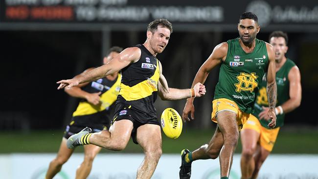 The Nightcliff Tigers have battled St Mary's in round 14 of the NTFL Men's Premier League. Picture: Felicity Elliott/AFLNT Media