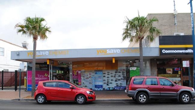 View of the existing chemist building at 315 West Street, Umina Beach.