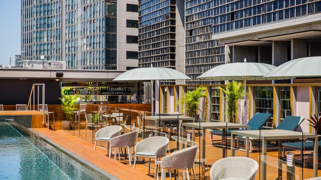 Rooftop pool and bar at The Old Clare Hotel. Photo: Supplied