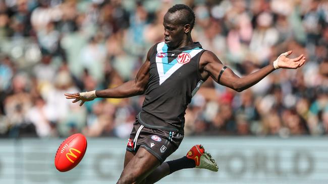 Aliir Aliir says the Power will learn plenty from the win. (Photo by Sarah Reed/AFL Photos via Getty Images)