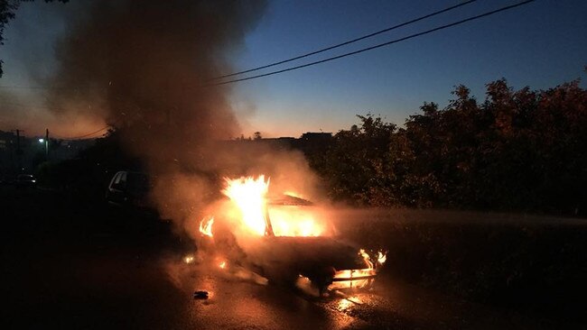 NSW Fire &amp; Rescue were called to an abandoned car set on fire at Terrigal. Picture: Terrigal Fire Brigade