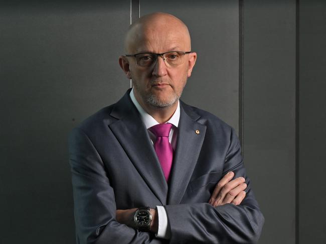 **********EMBARGOED TILL 8PM TONIGHT************* Australian Security Intelligence Organisation ASIO Director General Mike Burgess poses for a portrait ahead of his annual threat assessment speech at ASIO headquarters in Canberra, Wednesday, February 19, 2025. (AAP Image/Mick Tsikas) NO ARCHIVING