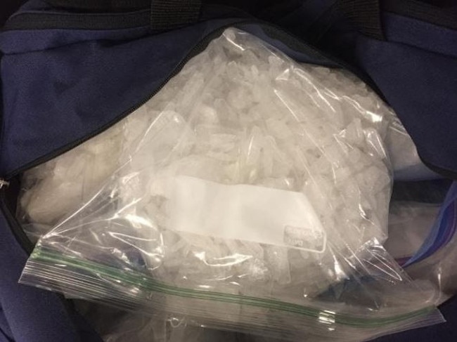 The killer drug ice was flown 13,000km from California to Melbourne.