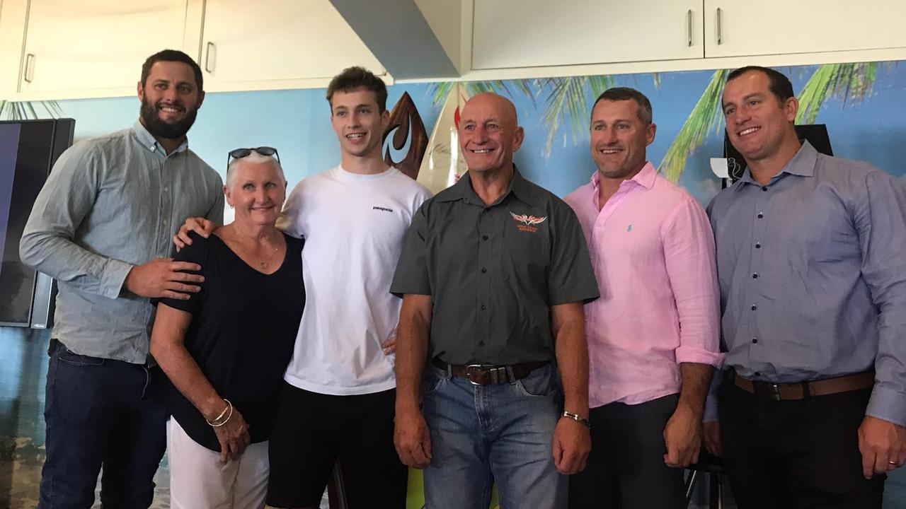 Sam Walker with (L to R) uncle Luke Walker, grandmother Trish, grandfather Garry, dad Ben and uncle Shane Walker.