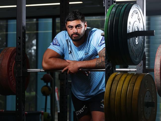 DAILY TELEGRAPH. APRIL 6, 2022ÃEMBARGO DAILY TELEGRAPH NRL Strongest Man SpreadCronulla Sharks Forward, Royce Hunt pictured in the Gym at Cronulla today. Picture: David Swift