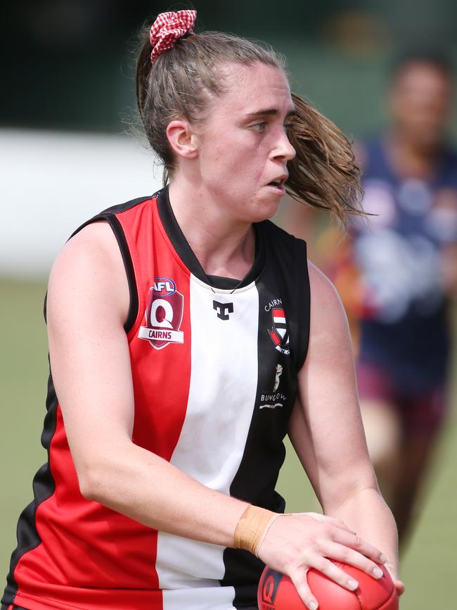 Saints' Courtney Jones in the Cairns Women's match between the Cairns Saints and the Cairns City Lions, held at Griffiths Park, Manunda. Picture: Brendan Radke