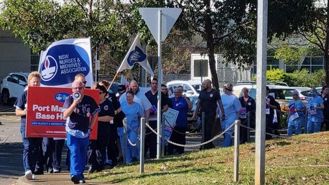 Port Macquarie nurses rally as part of statewide strike on Wednesday August 28, 2024.