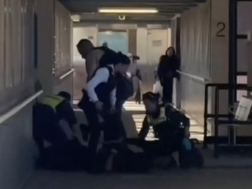 A group of teenage boys terrorised shoppers at Watergardens shopping centre earlier this month. Picture: 7News