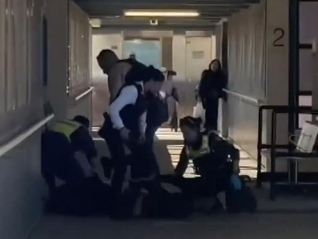 A group of teenage boys terrorised shoppers at Watergardens shopping centre earlier this month. Picture: 7News