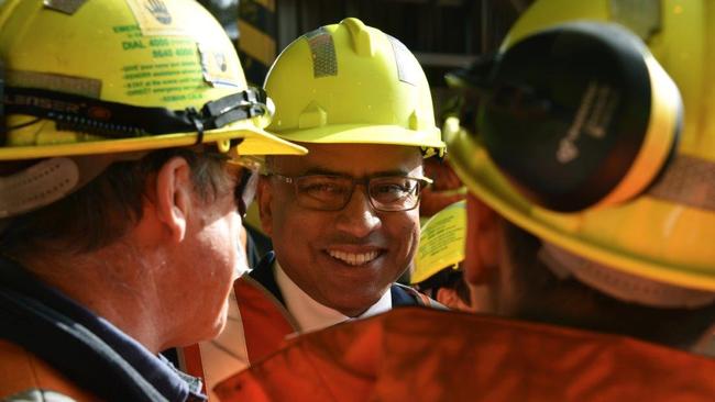 Sanjeev Gupta with employees at the Whyalla steelworks. Picture: Sean Kelly, GFG Alliance