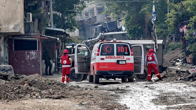 Medics in action on the West Bank. Picture: AFP