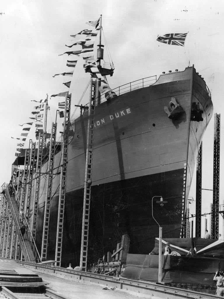 An 8000-ton freighter ship built at the Whyalla shipyard in 1943 amid the heyday of the region’s shipbuilding industry.