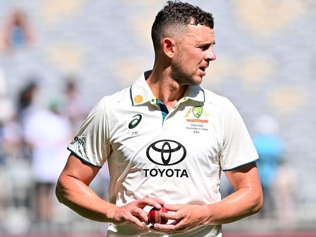 Josh Hazlewood is a key part of a consistent Australian bowling unit, which has combined for more than 500 wickets when operating together. Picture: AFP