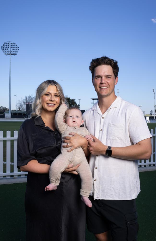 Jess and Mitch Swepson and son Beau. Picture: David Kelly