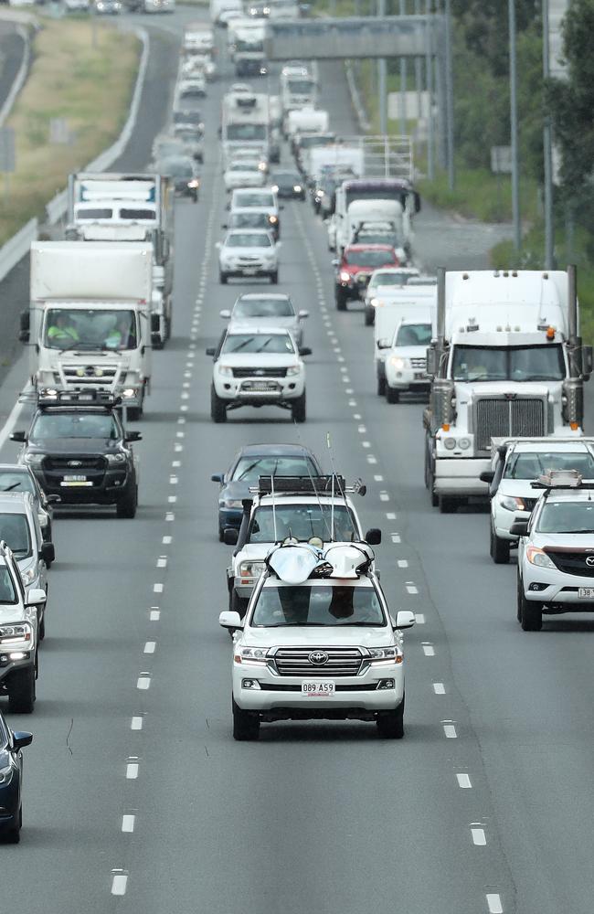 Congestion is already building on the Bruce Hwy north of Brisbane. Picture: Liam Kidston