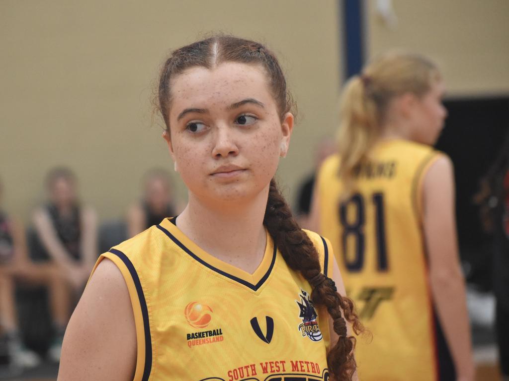 Basketball Queensland under-14 girls state championships, Division 2, Southern District Titans versus South West Metro Pirates at CQUniversity in Rockhampton on June 30, 2024.