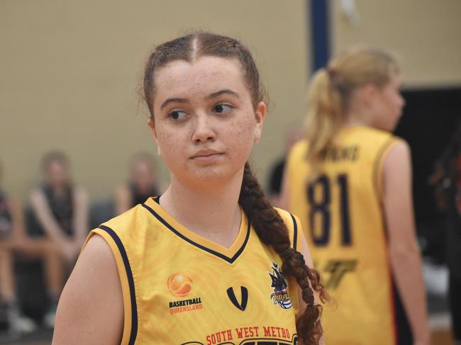 Basketball Queensland under-14 girls state championships, Division 2, Southern District Titans versus South West Metro Pirates at CQUniversity in Rockhampton on June 30, 2024.