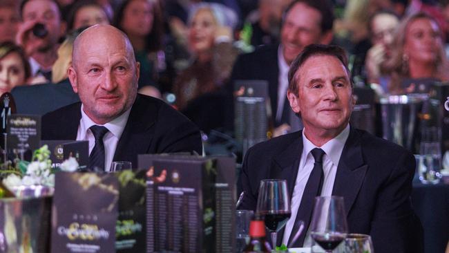 Collingwood chief executive Craig Kelly (left) and president Jeff Browne say the club will use the profits to invest in its men’s and women’s football departments and community outreach programs. Picture: Aaron Francis