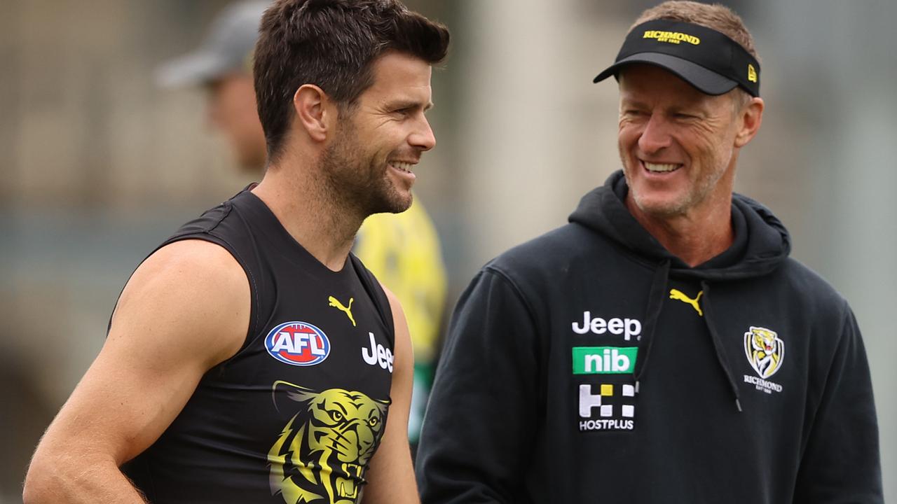 Trent Cotchin and Damien Hardwick had hard conversations last season. Picture: Getty Images