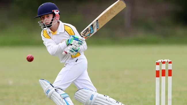 Jack Jarvis batting during the under 11 junior cricket grand final between Tahmoor (batting) v Campbelltown Westerners at Jackson Park Woodbine. Picture: Jonathan Ng