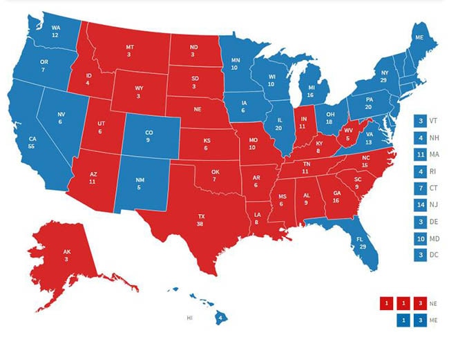 This is what the electoral map looked like in 2012. Graphic: Fox News