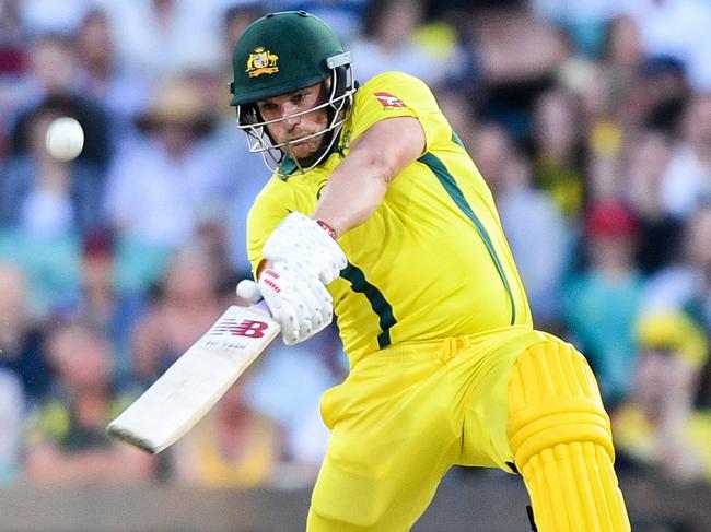 Cricket player Aaron Finch batting for Australia. Picture: AAP