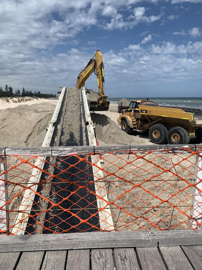 Sand carting at Semaphore beach in October last year. Picture: Paula Thompson