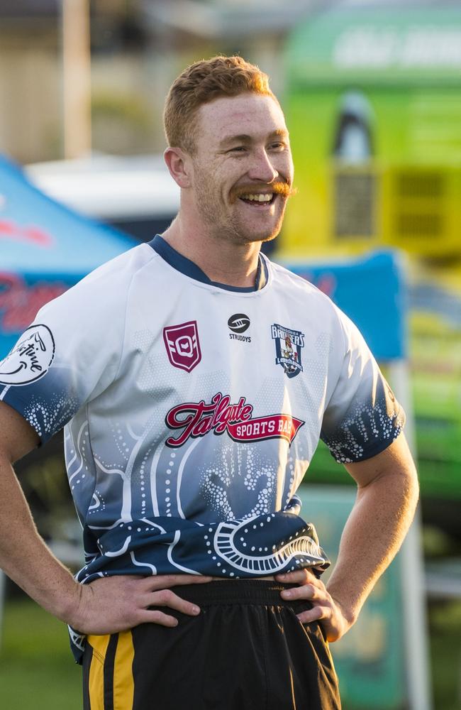 Austin Jennings after winning the Fastest Male Footballer 75 yards final on 2021 Postle Gift Raceday at Club Pittsworth, Saturday, October 30, 2021. Picture: Kevin Farmer