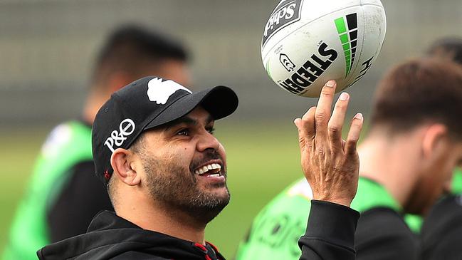 Former NRL star Greg Inglis returns to South Sydney at Redfern Oval after being treated for mental illness. Picture: Brett Costello