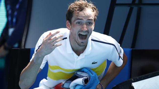 Daniil Medvedev in a rage against Filip Krajinovic. Picture: Getty Images