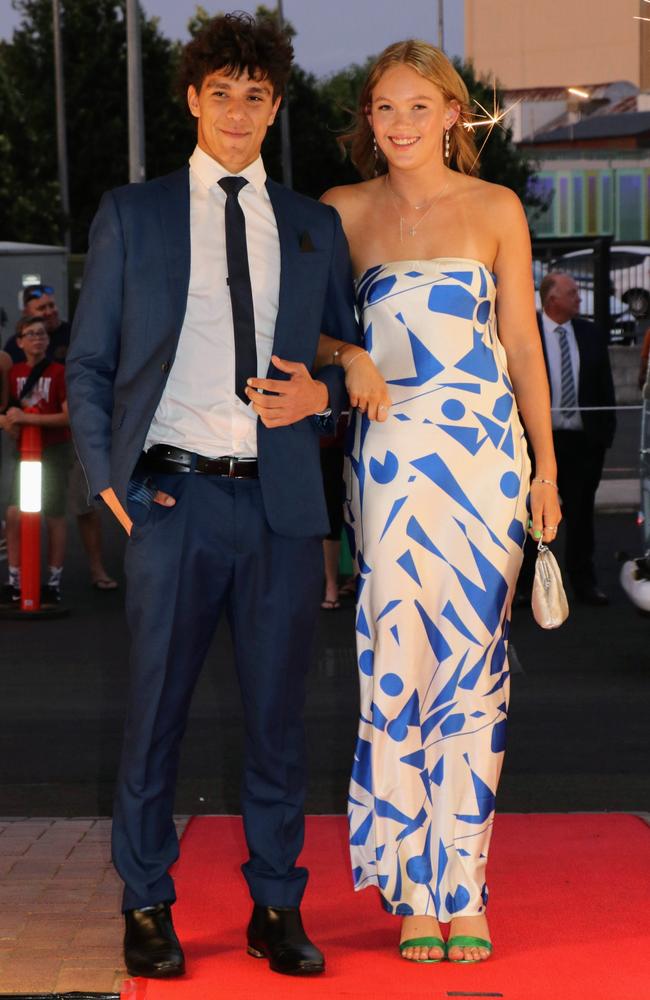 Toowoomba school formals. At the 2023 St Ursula's College formal is graduate Eve Tague with her partner Jaydahn Hearn. Picture: Supplied