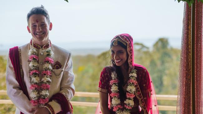 The wedding of Priyena Singh and Matthew Winterbottom at Rainforest Gardens at Mount Cotton. Picture: Daniel Vistar