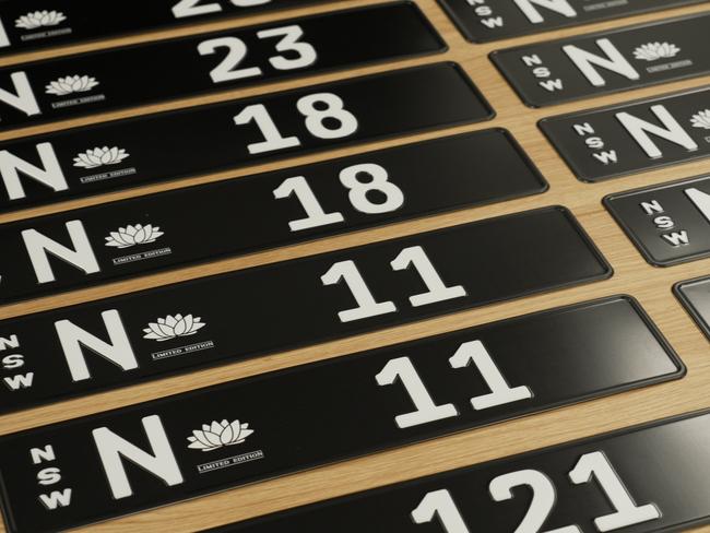 Never before released NSW Number plates are to go under the hammer. with current bidding on some being well over 100,000 dollars. Picture: Supplied