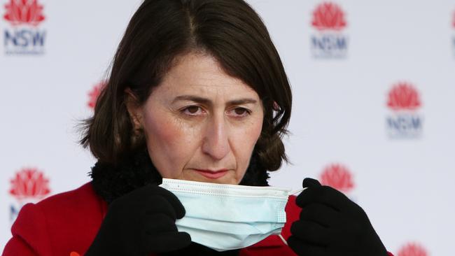 NSW Premier Gladys Berejiklian speaks to reporters. Picture: Getty Images.