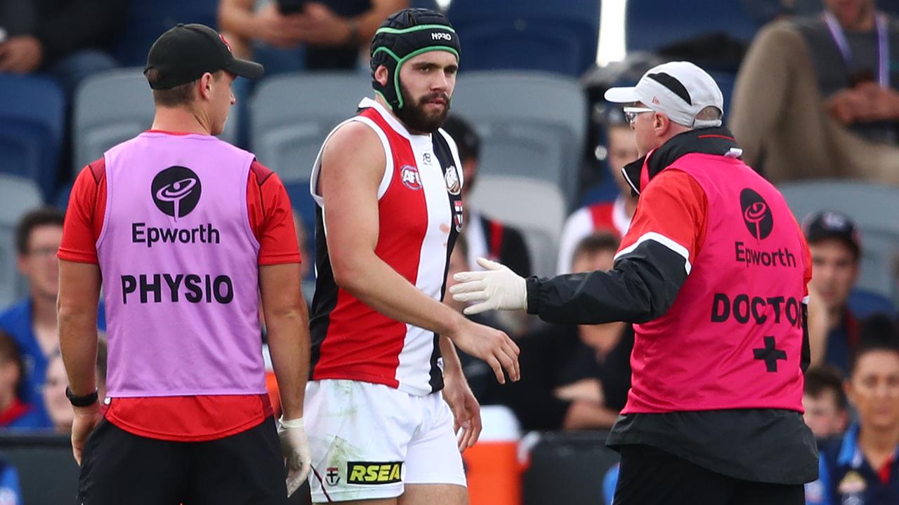 Paddy McCartin after suffering a concussion in the 2019 pre-season. (Photo by Scott Barbour/Getty Images)