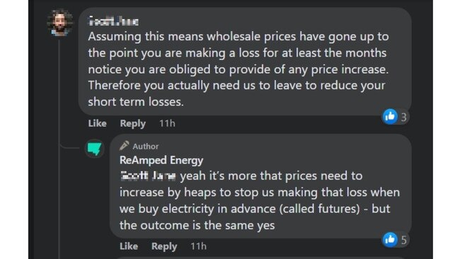 A customer on Facebook questioned the reasoning ReAmped Energy was telling customers to leave now.