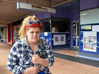 Harmony Watts isn't happy to discover Warwick's last remaining video store has shut its doors. Picture: Jonno Colfs