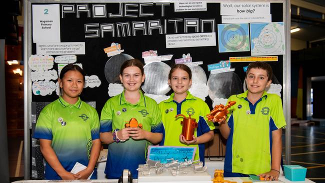 Wagaman Primary School students Ly Lam, Charlie Pickering, Izzy Fullbrook and Luke Sullivan. Picture: Pema Tamang Pakhrin